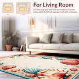 Ultra Soft Area Rug, Non Slip, Stain Resistant, Washable Area Rugs for Living Room, Bedroom, Playful Coastal Color Burst(Beige)