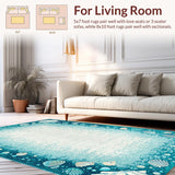Ultra Soft Area Rug, Non Slip, Stain Resistant, Washable Area Rugs for Living Room, Bedroom, Serene Blue Tidal Wave Pattern(Blue)