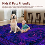 Ultra Soft Area Rug, Non Slip, Stain Resistant, Washable Area Rugs for Living Room, Bedroom, Contemporary Bold Dragon Imagery(Purple)