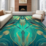 Ultra Soft Area Rug, Non Slip, Stain Resistant, Washable Area Rugs for Living Room, Bedroom, Oasis Area Rug Washable Peacock Feather Carpet(Blue)