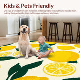 Ultra Soft Area Rug, Non Slip, Stain Resistant, Washable Area Rugs for Living Room, Bedroom, Vibrant Lemon Fruit Aesthetic(Yellow)