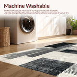 Ultra Soft Area Rug, Non Slip, Stain Resistant, Washable Area Rugs for Living Room, Bedroom, Artisan Stripe Rug with Asymmetric Linear Graphics and Abstract Touch(Gray)