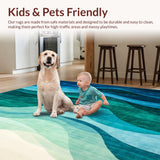 Ultra Soft Area Rug, Non Slip, Stain Resistant, Washable Area Rugs for Living Room, Bedroom, Modern抽象 Area Abstract Wave(Blue)
