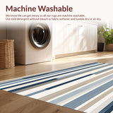 Ultra Soft Area Rug, Non Slip, Stain Resistant, Washable Area Rugs for Living Room, Bedroom, Nordic Striped Serenity Area with Subdued Bluish Gray Beige Palette(Blue)