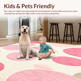 Ultra Soft Area Rug, Non Slip, Stain Resistant, Washable Area Rugs for Living Room, Bedroom, Contemporary Blush Beige & Pink Circle Play Area(Pink)