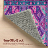 Ultra Soft Area Rug, Non Slip, Stain Resistant, Washable Area Rugs for Living Room, Bedroom, Eclectic Aztec Colorful Motif(Purple)