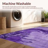 Ultra Soft Area Rug, Non Slip, Stain Resistant, Washable Area Rugs for Living Room, Bedroom, Trendy Plush Watercolor Design(Purple)