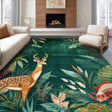 Ultra Soft Area Rug, Non Slip, Stain Resistant, Washable Area Rugs for Living Room, Bedroom, Abstract Earthy Animal Motif(Green)