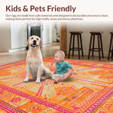 Ultra Soft Area Rug, Non Slip, Stain Resistant, Washable Area Rugs for Living Room, Bedroom, Charming Soft Pastel Circular Art(Orange)