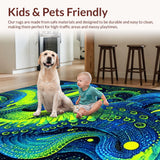Ultra Soft Area Rug, Non Slip, Stain Resistant, Washable Area Rugs for Living Room, Bedroom, Abyssal Kraken Swirl Area Rug(Blue)