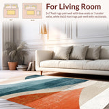 Ultra Soft Area Rug, Non Slip, Stain Resistant, Washable Area Rugs for Living Room, Bedroom, Abstract Board Inspired Rug with Dynamic Surf Lines and Coastal Color Blocking(Gray)