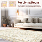 Ultra Soft Area Rug, Non Slip, Stain Resistant, Washable Area Rugs for Living Room, Bedroom, Transitional Neutral Textured Layers(Beige)