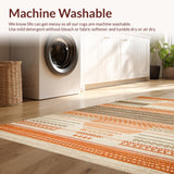 Ultra Soft Area Rug, Non Slip, Stain Resistant, Washable Area Rugs for Living Room, Bedroom, Artful Symmetrical Pattern in Tan Shades(Orange)