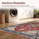Ultra Soft Area Rug, Non Slip, Stain Resistant, Washable Area Rugs for Living Room, Bedroom, Rustic Vibrant Floral Arrangement(Red)