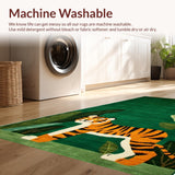 Ultra Soft Area Rug, Non Slip, Stain Resistant, Washable Area Rugs for Living Room, Bedroom, Vibrant Jungle Animal Motif(Green)