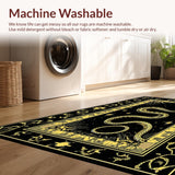 Ultra Soft Area Rug, Non Slip, Stain Resistant, Washable Area Rugs for Living Room, Bedroom, Elegant Black and Gold Print(Black)