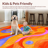 Ultra Soft Area Rug, Non Slip, Stain Resistant, Washable Area Rugs for Living Room, Bedroom, Striking Modern Wavy Artwork(Orange)