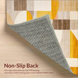 Modern Abstract Tan Beige Yellow Geometric Bathroom Floor Mat(Yellow)