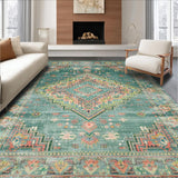 Ultra Soft Area Rug, Non Slip, Stain Resistant, Washable Area Rugs for Living Room, Bedroom, Vintage Distressed Earthy Hues(Blue)