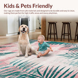 Ultra Soft Area Rug, Non Slip, Stain Resistant, Washable Area Rugs for Living Room, Bedroom, Striking Retro Diamond Layout(Pink)