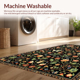 Ultra Soft Area Rug, Non Slip, Stain Resistant, Washable Area Rugs for Living Room, Bedroom, Vibrant Eclectic Nature Patterns(Black)