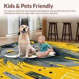 Ultra Soft Area Rug, Non Slip, Stain Resistant, Washable Area Rugs for Living Room, Bedroom, Fun Animal Character Round Mat(Yellow)