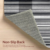 Ultra Soft Area Rug, Non Slip, Stain Resistant, Washable Area Rugs for Living Room, Bedroom, Classic Monochrome Striped Flat Weave Rug with Reversible Farmhouse Design(Black)