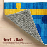 Ultra Soft Area Rug, Non Slip, Stain Resistant, Washable Area Rugs for Living Room, Bedroom, Elegant Minimalist Patterned Delight(Blue)
