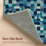 Ultra Soft Area Rug, Non Slip, Stain Resistant, Washable Area Rugs for Living Room, Bedroom, Sophisticated Bow Motif Rug with Blue Toned Overlapping Ribbon Graphics(Blue)