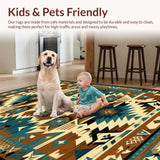 Ultra Soft Area Rug, Non Slip, Stain Resistant, Washable Area Rugs for Living Room, Bedroom, Vibrant Southwestern Geometric Artwork(Brown)