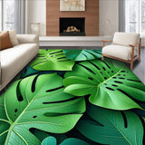 Ultra Soft Area Rug, Non Slip, Stain Resistant, Washable Area Rugs for Living Room, Bedroom, Fun Green Leaf Bathtub Rug for Tropical Decor(Green)