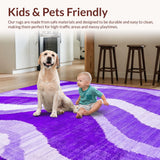 Ultra Soft Area Rug, Non Slip, Stain Resistant, Washable Area Rugs for Living Room, Bedroom, Creative Eclectic Dreamy Patterns(Purple)