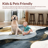 Ultra Soft Area Rug, Non Slip, Stain Resistant, Washable Area Rugs for Living Room, Bedroom, Contemporary Artistic Geometric Design(Gray)