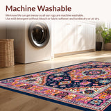 Ultra Soft Area Rug, Non Slip, Stain Resistant, Washable Area Rugs for Living Room, Bedroom, Serene Earthy Tones with Linear Patterns(Blue)
