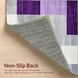 Ultra Soft Area Rug, Non Slip, Stain Resistant, Washable Area Rugs for Living Room, Bedroom, Playful Colorful Symmetrical Motif(Purple)