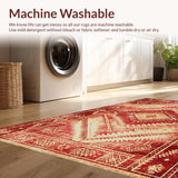 Ultra Soft Area Rug, Non Slip, Stain Resistant, Washable Area Rugs for Living Room, Bedroom, Vibrant Southwestern Tribal Aesthetic(Red)