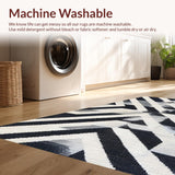 Ultra Soft Area Rug, Non Slip, Stain Resistant, Washable Area Rugs for Living Room, Bedroom, Chic Striped Rug for Front Door and Patio(Black)
