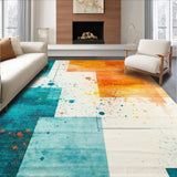 Ultra Soft Area Rug, Non Slip, Stain Resistant, Washable Area Rugs for Living Room, Bedroom, Eclectic Aqua and Coral Pattern(Orange)