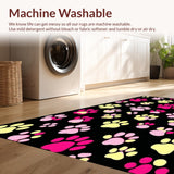 Ultra Soft Area Rug, Non Slip, Stain Resistant, Washable Area Rugs for Living Room, Bedroom, Bright Cheerful Pet Footprint Art(Black)