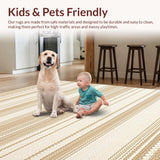 Ultra Soft Area Rug, Non Slip, Stain Resistant, Washable Area Rugs for Living Room, Bedroom, Rustic Natural Scalloped Elegance(Beige)