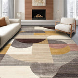 Ultra Soft Area Rug, Non Slip, Stain Resistant, Washable Area Rugs for Living Room, Bedroom, Contemporary Earth Tones Swirling Motif(Gold)