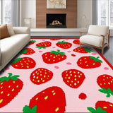 Ultra Soft Area Rug, Non Slip, Stain Resistant, Washable Area Rugs for Living Room, Bedroom, Soft Absorbent Retro Fruit Pattern(Red)