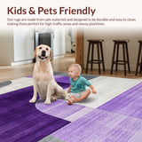 Ultra Soft Area Rug, Non Slip, Stain Resistant, Washable Area Rugs for Living Room, Bedroom, Sophisticated Grey and Purple Motif(Purple)