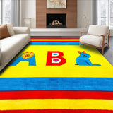Ultra Soft Area Rug, Non Slip, Stain Resistant, Washable Area Rugs for Living Room, Bedroom, Playful Numbered Animal Theme(Yellow)