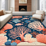 Ultra Soft Area Rug, Non Slip, Stain Resistant, Washable Area Rugs for Living Room, Bedroom, Rustic Navy Diamond Arrangement(Blue)