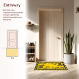 Ultra Soft Area Rug, Non Slip, Stain Resistant, Washable Area Rugs for Living Room, Bedroom, Artistic Yellow Animal Motif(Yellow)