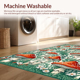 Ultra Soft Area Rug, Non Slip, Stain Resistant, Washable Area Rugs for Living Room, Bedroom, Whimsical Cozy Nature Motif(Red)