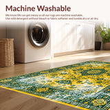 Ultra Soft Area Rug, Non Slip, Stain Resistant, Washable Area Rugs for Living Room, Bedroom, Whimsical Multi-Hued Floral Arrangement(Yellow)