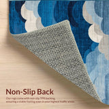 Ultra Soft Area Rug, Non Slip, Stain Resistant, Washable Area Rugs for Living Room, Bedroom, Indigo Whisper Beige Swirls Decorative Floor(Blue)