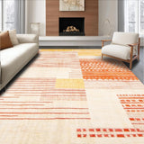 Ultra Soft Area Rug, Non Slip, Stain Resistant, Washable Area Rugs for Living Room, Bedroom, Dynamic Geometric Cream Accent(Orange)